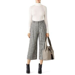 Tara Jarmon Tweed Pleated Front Wide Leg Pants Size 42